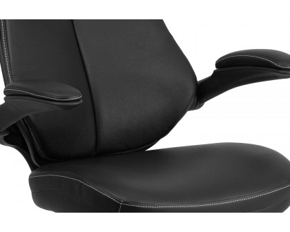 BLNK - Kale LeatherSoft Mid-Back Executive Swivel Ergonomic Office Chair with Back Angle Adjustment and Flip-Up Arms