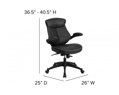 BLNK - Kale LeatherSoft Mid-Back Executive Swivel Ergonomic Office Chair with Back Angle Adjustment and Flip-Up Arms