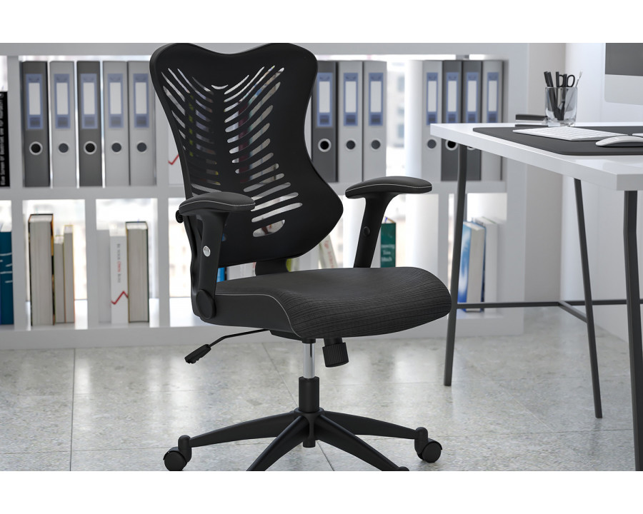 BLNK Kale High-Back Designer Mesh Executive Swivel Ergonomic Office Chair with Adjustable Arms - Black