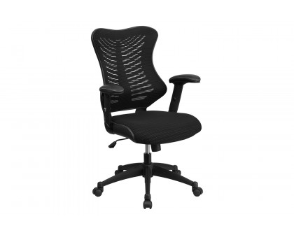 BLNK Kale High-Back Designer Mesh Executive Swivel Ergonomic Office Chair with Adjustable Arms - Black