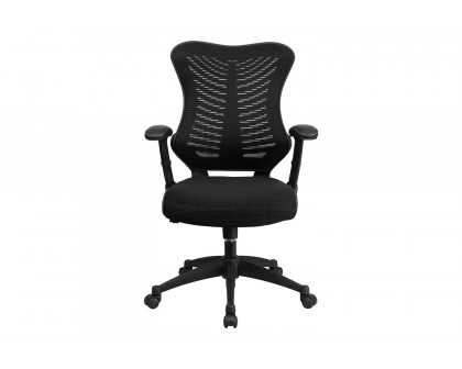 BLNK Kale High-Back Designer Mesh Executive Swivel Ergonomic Office Chair with Adjustable Arms - Black