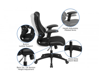 BLNK Kale High-Back Designer Mesh Executive Swivel Ergonomic Office Chair with Adjustable Arms - Black