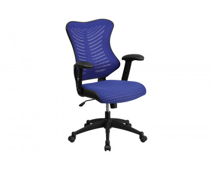 BLNK Kale High-Back Designer Mesh Executive Swivel Ergonomic Office Chair with Adjustable Arms - Blue