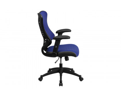 BLNK Kale High-Back Designer Mesh Executive Swivel Ergonomic Office Chair with Adjustable Arms - Blue