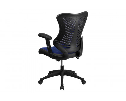 BLNK Kale High-Back Designer Mesh Executive Swivel Ergonomic Office Chair with Adjustable Arms - Blue