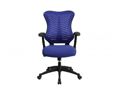 BLNK Kale High-Back Designer Mesh Executive Swivel Ergonomic Office Chair with Adjustable Arms - Blue