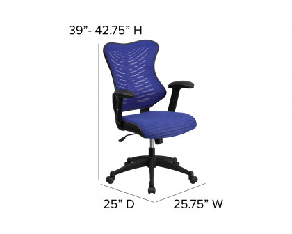 BLNK Kale High-Back Designer Mesh Executive Swivel Ergonomic Office Chair with Adjustable Arms - Blue