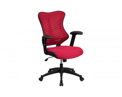 BLNK Kale High-Back Designer Mesh Executive Swivel Ergonomic Office Chair with Adjustable Arms - Burgundy