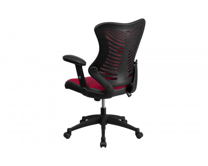 BLNK Kale High-Back Designer Mesh Executive Swivel Ergonomic Office Chair with Adjustable Arms - Burgundy