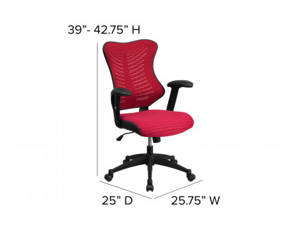 BLNK Kale High-Back Designer Mesh Executive Swivel Ergonomic Office Chair with Adjustable Arms - Burgundy