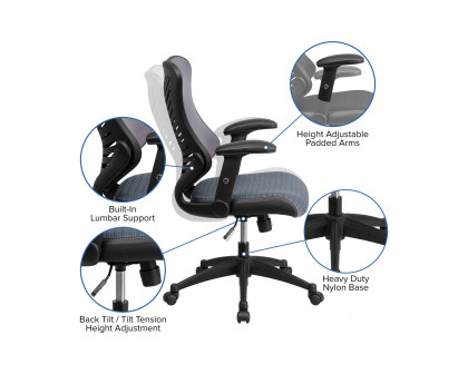 BLNK Kale High-Back Designer Mesh Executive Swivel Ergonomic Office Chair with Adjustable Arms - Gray