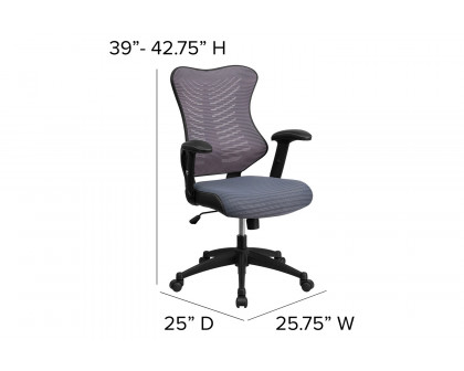 BLNK Kale High-Back Designer Mesh Executive Swivel Ergonomic Office Chair with Adjustable Arms - Gray