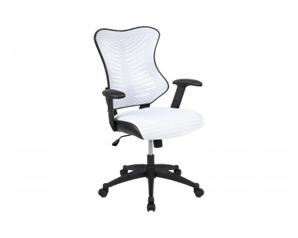 BLNK Kale High-Back Designer Mesh Executive Swivel Ergonomic Office Chair with Adjustable Arms - White