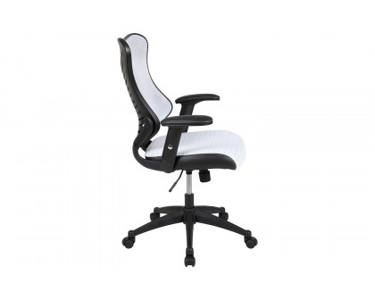 BLNK Kale High-Back Designer Mesh Executive Swivel Ergonomic Office Chair with Adjustable Arms - White