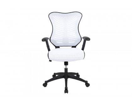 BLNK Kale High-Back Designer Mesh Executive Swivel Ergonomic Office Chair with Adjustable Arms - White