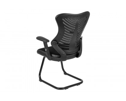 BLNK - Kale Designer Mesh Sled Base Side Reception Chair with Adjustable Arms