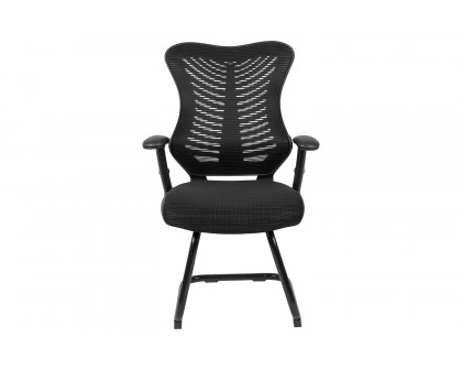 BLNK - Kale Designer Mesh Sled Base Side Reception Chair with Adjustable Arms