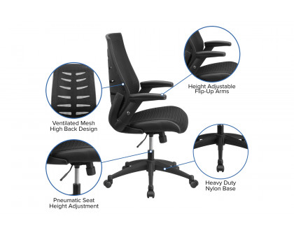 BLNK - Kale High-Back Designer Mesh Executive Swivel Ergonomic Office Chair with Height Adjustable Flip-Up Arms