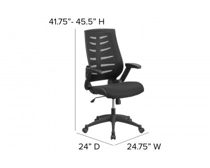 BLNK - Kale High-Back Designer Mesh Executive Swivel Ergonomic Office Chair with Height Adjustable Flip-Up Arms