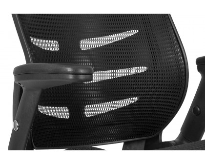 BLNK Kale High-Back Mesh Spine-Back Ergonomic Drafting Chair with Adjustable Foot Ring and Adjustable Flip-Up Arms - Black