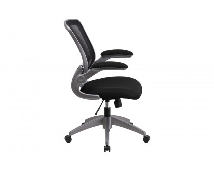 BLNK Kale Mid-Back Mesh Swivel Ergonomic Task Office Chair with Gray Frame and Flip-Up Arms - Black