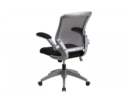 BLNK Kale Mid-Back Mesh Swivel Ergonomic Task Office Chair with Gray Frame and Flip-Up Arms - Black