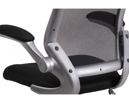 BLNK Kale Mid-Back Mesh Swivel Ergonomic Task Office Chair with Gray Frame and Flip-Up Arms - Black