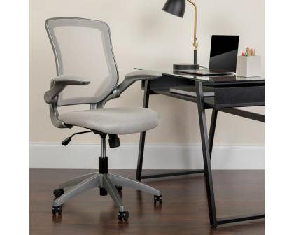 BLNK Kale Mid-Back Mesh Swivel Ergonomic Task Office Chair with Gray Frame and Flip-Up Arms