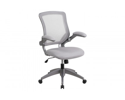 BLNK Kale Mid-Back Mesh Swivel Ergonomic Task Office Chair with Gray Frame and Flip-Up Arms - Gray