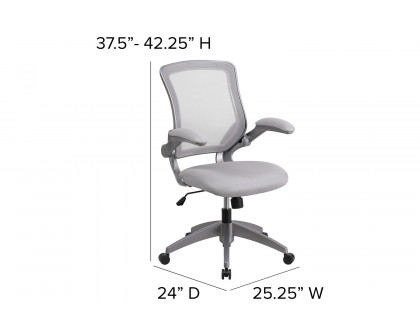 BLNK Kale Mid-Back Mesh Swivel Ergonomic Task Office Chair with Gray Frame and Flip-Up Arms - Gray