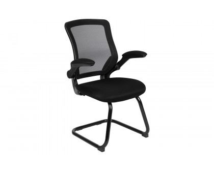 BLNK - Kale Mesh Sled Base Side Reception Chair with Flip-Up Arms