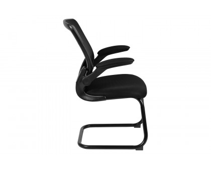 BLNK - Kale Mesh Sled Base Side Reception Chair with Flip-Up Arms