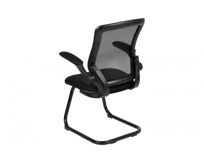 BLNK - Kale Mesh Sled Base Side Reception Chair with Flip-Up Arms