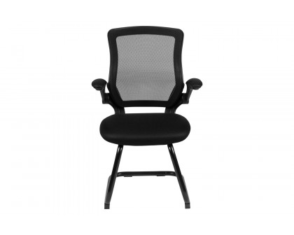 BLNK - Kale Mesh Sled Base Side Reception Chair with Flip-Up Arms