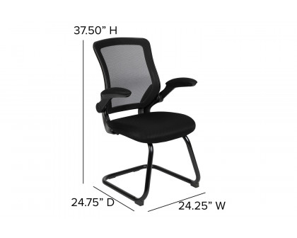 BLNK - Kale Mesh Sled Base Side Reception Chair with Flip-Up Arms