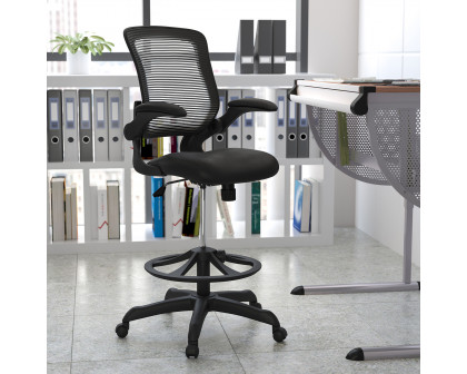 BLNK Kale Mid-Back Mesh Ergonomic Drafting Chair with Adjustable Foot Ring and Flip-Up Arms