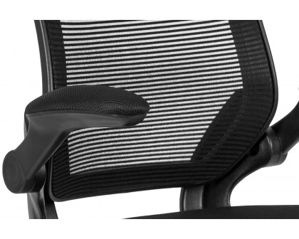 BLNK Kale Mid-Back Mesh Ergonomic Drafting Chair with Adjustable Foot Ring and Flip-Up Arms - Black