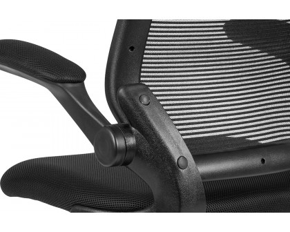 BLNK Kale Mid-Back Mesh Ergonomic Drafting Chair with Adjustable Foot Ring and Flip-Up Arms - Black