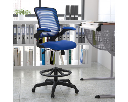 BLNK Kale Mid-Back Mesh Ergonomic Drafting Chair with Adjustable Foot Ring and Flip-Up Arms