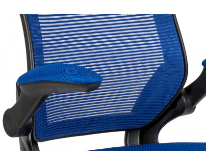 BLNK Kale Mid-Back Mesh Ergonomic Drafting Chair with Adjustable Foot Ring and Flip-Up Arms - Blue