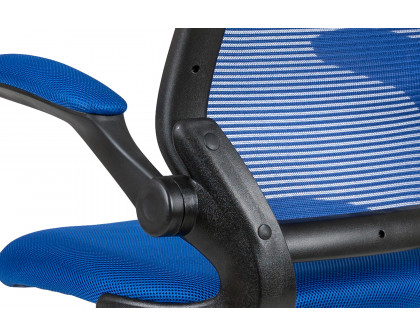 BLNK Kale Mid-Back Mesh Ergonomic Drafting Chair with Adjustable Foot Ring and Flip-Up Arms - Blue