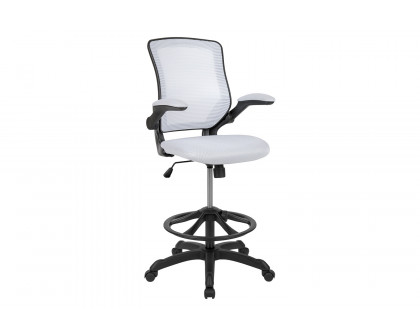 BLNK Kale Mid-Back Mesh Ergonomic Drafting Chair with Adjustable Foot Ring and Flip-Up Arms