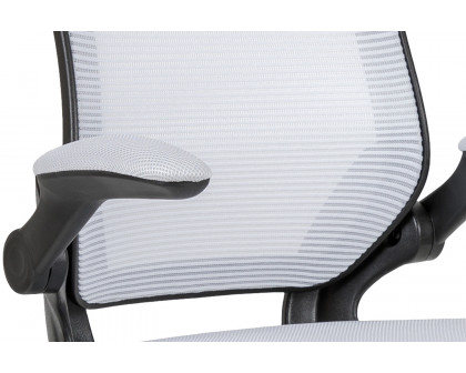 BLNK Kale Mid-Back Mesh Ergonomic Drafting Chair with Adjustable Foot Ring and Flip-Up Arms - White