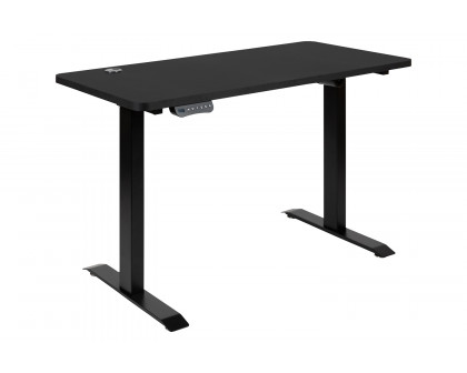 BLNK - Park Wide Black Electric Height Adjustable Standing Desk with Black Mesh Multifunction Executive Swivel Ergonomic Office Chair