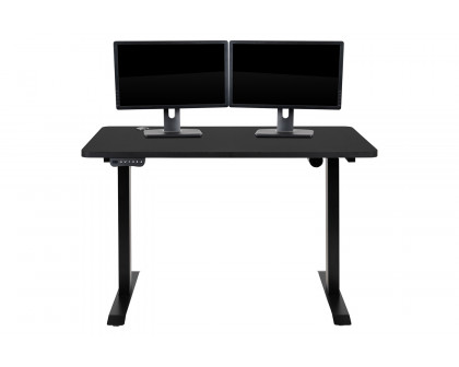 BLNK - Park Wide Black Electric Height Adjustable Standing Desk with Black Mesh Multifunction Executive Swivel Ergonomic Office Chair