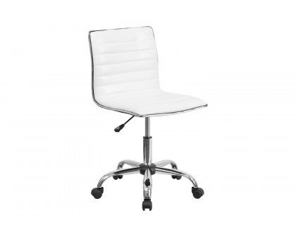 BLNK - Park Wide Black Electric Height Adjustable Standing Desk with Designer Armless White Ribbed Swivel Task Office Chair