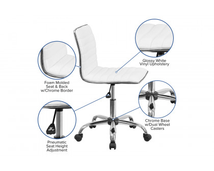 BLNK - Park Wide Black Electric Height Adjustable Standing Desk with Designer Armless White Ribbed Swivel Task Office Chair