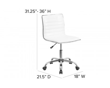 BLNK - Park Wide Black Electric Height Adjustable Standing Desk with Designer Armless White Ribbed Swivel Task Office Chair