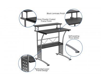 BLNK - Calder Work From Home Kit with Computer Desk, Ergonomic Mesh Office Chair and Locking Mobile Filing Cabinet with Inset Handles