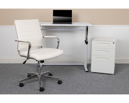 BLNK - Stiles Work From Home Kit with Adjustable Computer Desk, Ergonomic Mesh Office Chair and Locking Mobile Filing Cabinet with Inset Handles